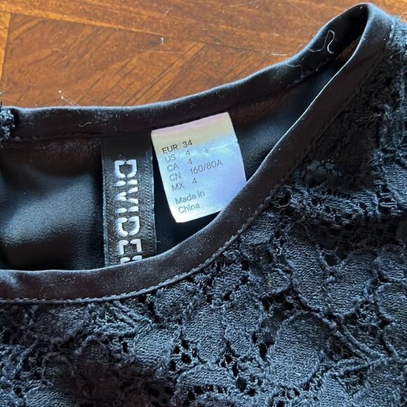 H&M Divided Size 4 Black Lace and Chiffon Blouse Cropped - Picture 4 of 8
